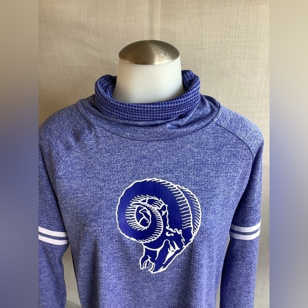 Sm NFL LA Rams dri fit long sleeve cow neck shirt Ram logo with oversized neck - Picture 3 of 13